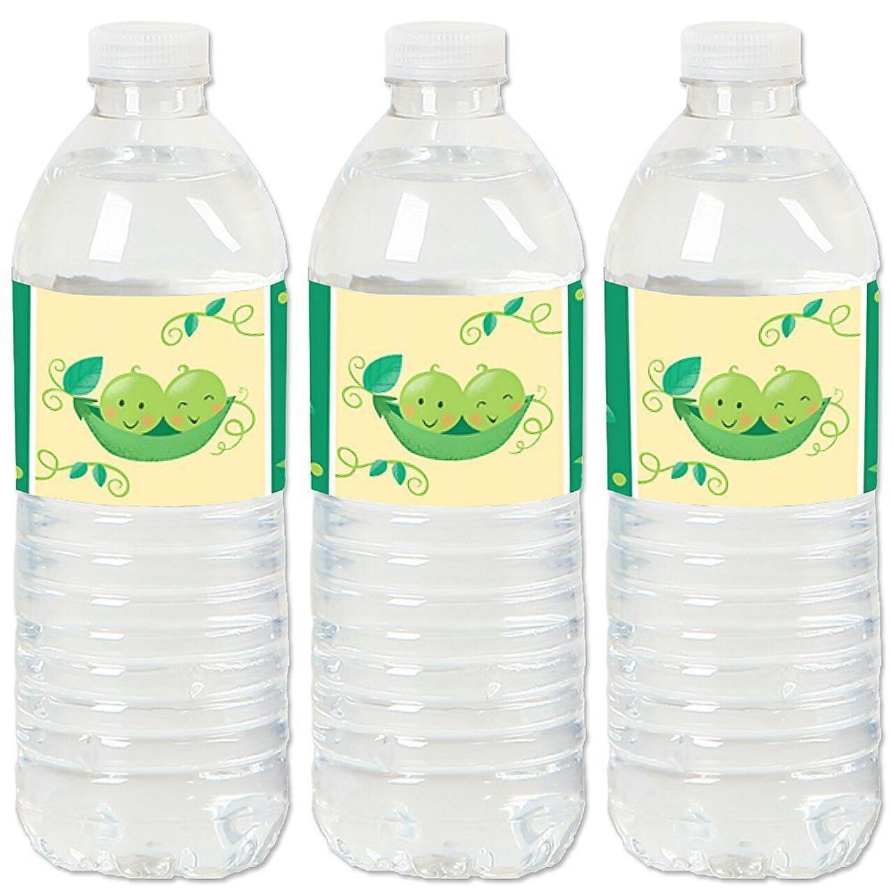 Big Dot of Happiness Double the Fun - Twins Two Peas in a Pod - Baby Shower or First Birthday Party Water Bottle Sticker Labels - Set of 20